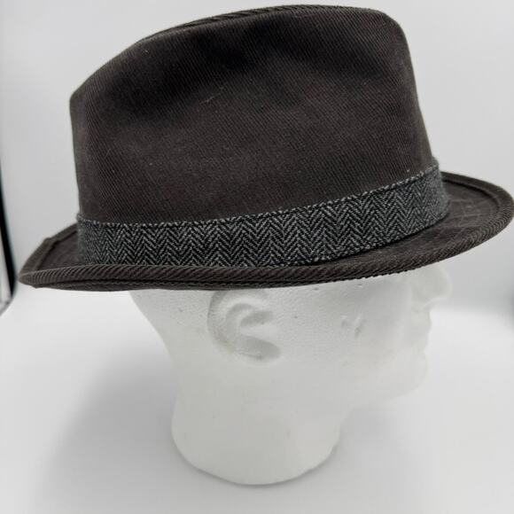 Paul Frank Brown Corduroy Fedora Hat Julius Monkey Herringbone Band Retro - Picture 5 of 10